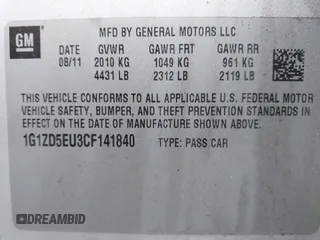 2012 Chevrolet Malibu 2LT with VIN 1G1ZD5EU3CF141840, listed as a IAAI auction lot 42138962 with 190,927 mi miles and . Bid and sale history available at DreamBid. Image 9.