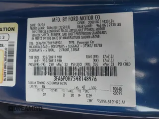 2017 Ford Fusion SE with VIN 3FA6P0H75HR148976, listed as a IAAI auction lot 42325494 with 179,567 mi miles and . Bid and sale history available at DreamBid. Image 9.