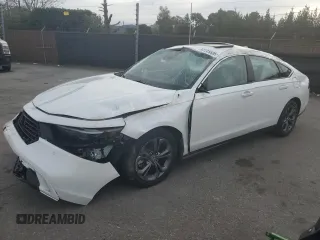2024 Honda Accord EX-L с VIN 1HGCY2F6XRA035280, выставлен на аукционе Copart как лот 47225595 с пробегом 12 568 миль миль и Списание • Salvage title. История ставок и продаж доступна на DreamBid. Изображение 1.