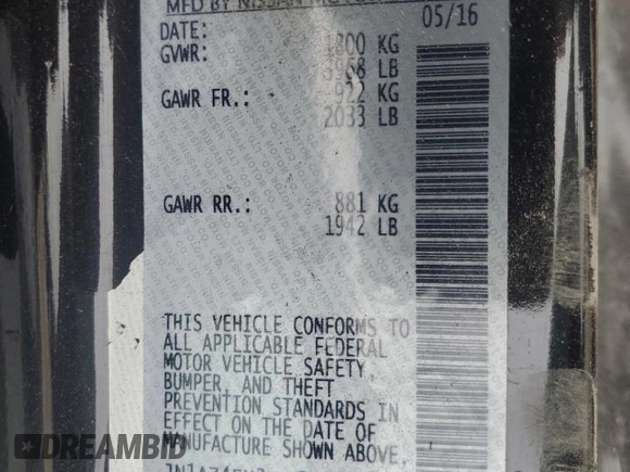 2017 Nissan 370Z with VIN JN1AZ4EH3HM951073, listed as a Copart auction lot 53324145 with 87,683 mi miles and Salvage Title. Bid and sale history available at DreamBid. Image 12.
