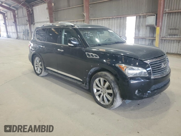 2012 Infiniti QX56 7-passenger with VIN JN8AZ2NF9C9517904, listed as a Copart auction lot 49315055 with 0 mi miles and Salvage Title. Bid and sale history available at carsss.com. Image 4.
