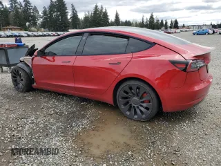 2022 Tesla Model 3 Performance with VIN 5YJ3E1EC6NF244817, listed as a Copart auction lot 51681565 with Not Provided miles and Salvage Title. Bid and sale history available at DreamBid. Image 2.