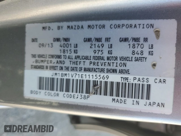 2014 Mazda 3 i Touring with VIN JM1BM1V71E1115569, listed as a Copart auction lot 50428315 with 139,265 mi miles and Salvage Title. Bid and sale history available at DreamBid. Image 13.