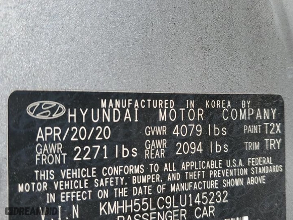 2020 Hyundai Elantra GT N Line with VIN KMHH55LC9LU145232, listed as a Copart auction lot 86155014 with 43,505 mi miles and Salvage Title. Bid and sale history available at carsss.com. Image 14.