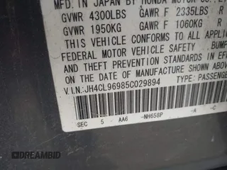2005 Acura TSX с VIN JH4CL96985C029894, выставлен на аукционе IAAI как лот 42252964 с пробегом 227 089 миль миль и . История ставок и продаж доступна на DreamBid. Изображение 9.
