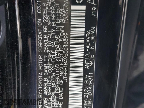 2011 Lexus HS 250h with VIN JTHBB1BA9B2043899, listed as a Copart auction lot 79117634 with 81,481 mi miles and Salvage Title. Bid and sale history available at DreamBid. Image 14.