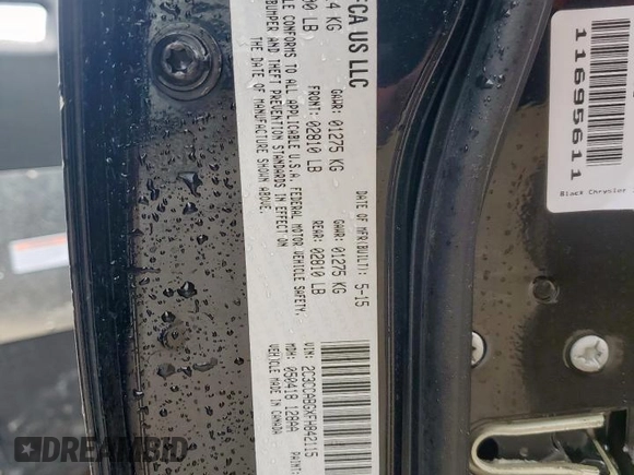 2015 Chrysler 300 S with VIN 2C3CCABGXFH842115, listed as a Copart auction lot 55680645 with 103,448 mi miles and Salvage Title. Bid and sale history available at DreamBid. Image 12.