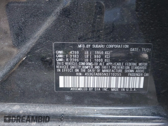 2022 Subaru Impreza z VIN 4S3GTAB65N3710255, wystawiony jako IAAI lot #41308489 z przebiegiem 32 918 mil mil oraz . Historia ofert i sprzedaży dostępna na DreamBid. Obrazek 9.