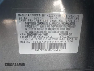 2022 Nissan Kicks S with VIN 3N1CP5BV4NL476537, listed as a IAAI auction lot 41316056 with 62,449 mi miles and . Bid and sale history available at carsss.com. Image 9.