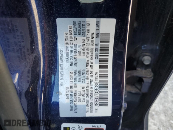 2012 Mazda CX-9 Grand Touring with VIN JM3TB3DV7C0350249, listed as a Copart auction lot 53088555 with 184,240 mi miles and Salvage Title. Bid and sale history available at carsss.com. Image 15.