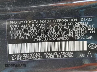 2022 Lexus UX 200 с VIN JTHP3JBH7N2049530, выставлен на аукционе Copart как лот 48697605 с пробегом 54 247 миль миль и Списание • Salvage title. История ставок и продаж доступна на DreamBid. Изображение 13.