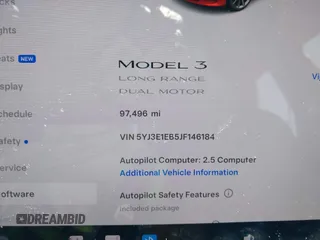 2018 Tesla Model 3 Long Range Battery with VIN 5YJ3E1EB5JF146184, listed as a IAAI auction lot 41808346 with 97,496 mi miles and . Bid and sale history available at DreamBid. Image 7.