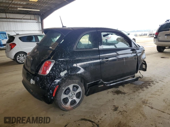 2015 FIAT 500e with VIN 3C3CFFGE9FT672669, listed as a Copart auction lot 52047345 with Not provided miles and Salvage title. Bid and sale history available at DreamBid. Image 3.