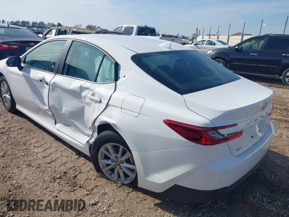 2025 Toyota Camry LE with VIN 4T1DAACK3SU529581, listed as a IAAI auction lot 41376433 with 5,283 mi miles and . Bid and sale history available at DreamBid. Image 3.