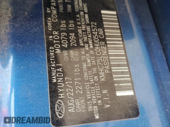 2017 Hyundai Ioniq SEL z VIN KMHC75LC0HU054572, wystawiony jako Copart lot #55042605 z przebiegiem 62 371 mil mil oraz Szkoda całkowita • Salvage title. Historia ofert i sprzedaży dostępna na DreamBid. Obrazek 13.