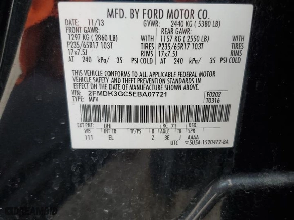 2014 Ford Edge SE with VIN 2FMDK3GC5EBA07721, listed as a Copart auction lot 43809465 with 187,520 mi miles and Salvage Title. Bid and sale history available at carsss.com. Image 15.