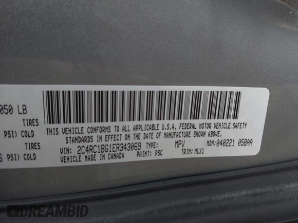 2014 Chrysler Town & Country Touring with VIN 2C4RC1BG1ER343069, listed as a IAAI auction lot 41683253 with 137,978 mi miles and . Bid and sale history available at DreamBid. Image 9.