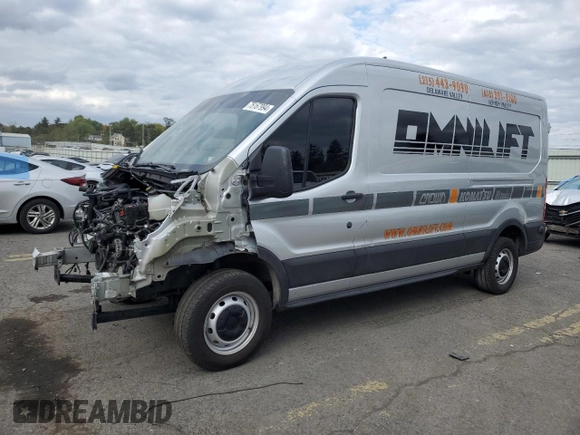 2023 Ford Transit Cargo with VIN 1FTBW9C89PKA44249, listed as a Copart auction lot 75167994 with 21,652 mi miles and Salvage Title. Bid and sale history available at DreamBid. Image 1.