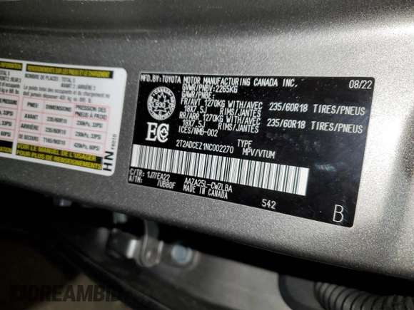 2022 Lexus NX 250 z VIN 2T2ADCEZ1NC002270, wystawiony jako Copart lot #89182415 z przebiegiem 41 434 mil mil oraz Szkoda całkowita • Salvage title. Historia ofert i sprzedaży dostępna na DreamBid. Obrazek 14.