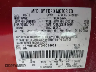 2013 Ford Explorer XLT with VIN 1FM5K8D87DGC28682, listed as a IAAI auction lot 41737279 with 219,711 mi miles and . Bid and sale history available at carsss.com. Image 9.