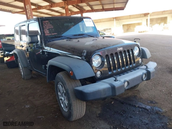 2018 Jeep Wrangler JK Unlimited Sport S with VIN 1C4BJWDG4JL883990, listed as a IAAI auction lot 41677364 with 112,389 mi miles. Bid and sale history available at carsss.com. Image 1.