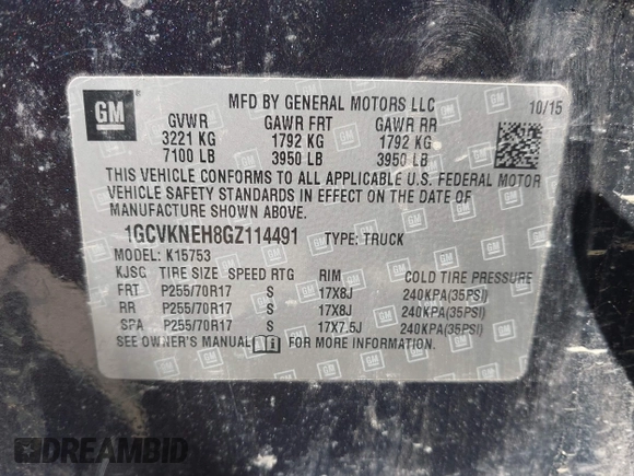 2016 Chevrolet Silverado 1500 Work Truck with VIN 1GCVKNEH8GZ114491, listed as a IAAI auction lot 42049219 with 42,852 mi miles and . Bid and sale history available at DreamBid. Image 9.