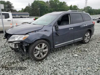 2014 Nissan Pathfinder Platinum Hybrid with VIN 5N1CR2MMXEC643839, listed as a Copart auction lot 57241155 with 234,625 mi miles and Salvage title. Bid and sale history available at DreamBid. Image 1.