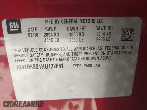 2017 Buick LaCrosse Premium with VIN 1G4ZR5SS1HU132841, listed as a IAAI auction lot 42715227 with 104,901 mi miles and . Bid and sale history available at DreamBid. Image 9.