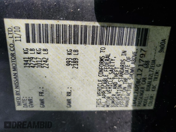 2011 Nissan Altima S with VIN 1N4AL2AP0BC121797, listed as a Copart auction lot 60678605 with 150,828 mi miles and Salvage title. Bid and sale history available at DreamBid. Image 13.
