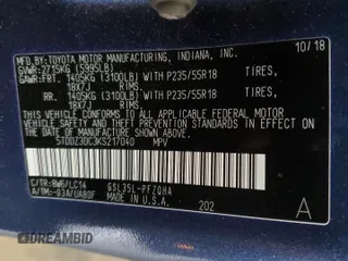 2019 Toyota Sienna XLE with VIN 5TDDZ3DC3KS217040, listed as a Copart auction lot 61556495 with 85,309 mi miles and Salvage title. Bid and sale history available at DreamBid. Image 13.