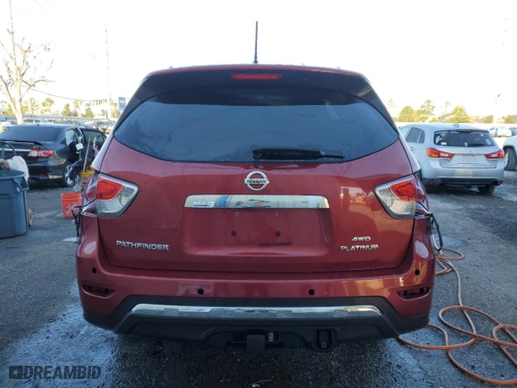 2014 Nissan Pathfinder Platinum with VIN 5N1AR2MM7EC635768, listed as a Copart auction lot 48727595 with 182,270 mi miles and Salvage Title. Bid and sale history available at carsss.com. Image 6.