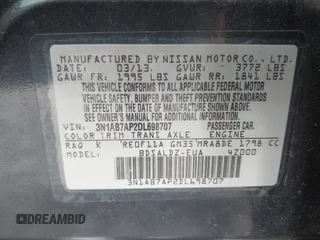 2013 Nissan Sentra SR z VIN 3N1AB7AP2DL698707, wystawiony jako IAAI lot #42277148 z przebiegiem 181 033 mil mil oraz . Historia ofert i sprzedaży dostępna na DreamBid. Obrazek 9.