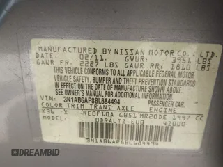 2011 Nissan Sentra SR with VIN 3N1AB6AP8BL684494, listed as a IAAI auction lot 42026793 with 108,916 mi miles and . Bid and sale history available at DreamBid. Image 9.
