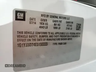 2014 Chevrolet Corvette Z51 2LT с VIN 1G1YJ3D74E5132223, выставлен на аукционе Copart как лот 77634464 с пробегом Не указан миль и Списание • Salvage title. История ставок и продаж доступна на DreamBid. Изображение 13.