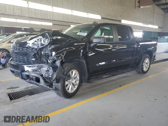 2021 Chevrolet Silverado 1500 Custom with VIN 1GCPYBEK3MZ120101, listed as a Copart auction lot 84403284 with 52,693 mi miles and Salvage Title. Bid and sale history available at DreamBid. Image 1.