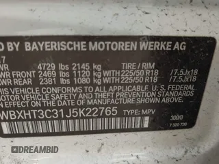 2018 BMW X1 xDrive28i with VIN WBXHT3C31J5K22765, listed as a IAAI auction lot 41800397 with 110,205 mi miles and . Bid and sale history available at DreamBid. Image 9.