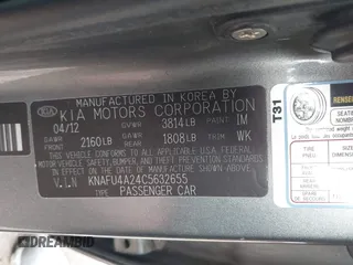 2012 Kia Forte EX with VIN KNAFU4A24C5632655, listed as a IAAI auction lot 41932379 with 146,273 mi miles. Bid and sale history available at carsss.com. Image 9.