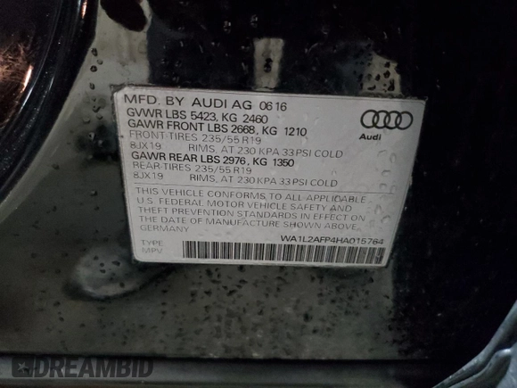 2017 Audi Q5 Premium Plus z VIN WA1L2AFP4HA015764, wystawiony jako Copart lot #56196495 z przebiegiem 77 205 mil mil oraz Szkody całkowita. Historia ofert i sprzedaży dostępna na DreamBid. Obrazek 13.