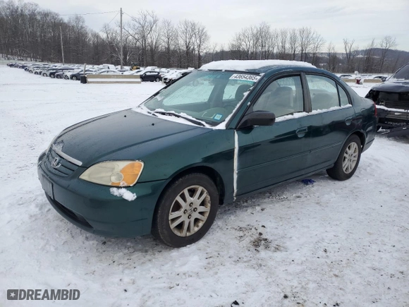 2002 Honda Civic LX with VIN 2HGES15572H560298, listed as a Copart auction lot 43654365 with 303,471 mi miles and Clean Title. Bid and sale history available at carsss.com. Image 1.