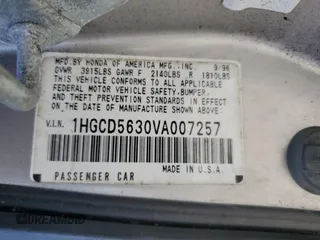 1997 Honda Accord LX with VIN 1HGCD5630VA007257, listed as a Copart auction lot 66043264 with 265,262 mi miles and Salvage Title. Bid and sale history available at carsss.com. Image 12.