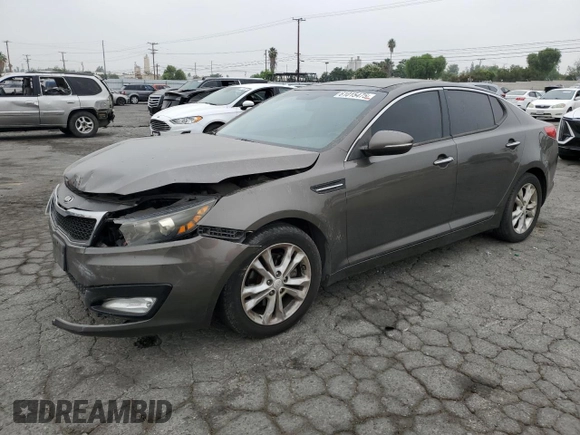 2013 Kia Optima EX with VIN 5XXGN4A78DG107255, listed as a Copart auction lot 61015475 with 168,006 mi miles and Salvage title. Bid and sale history available at DreamBid. Image 1.