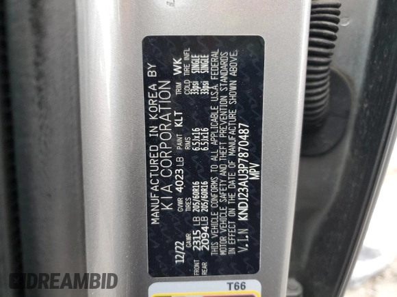 2023 Kia Soul LX with VIN KNDJ23AU3P7870487, listed as a Copart auction lot 55305925 with 45,787 mi miles and Clean Title. Bid and sale history available at DreamBid. Image 12.