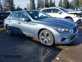 2018 Infiniti Q50 Hybrid Premium with VIN JN1AV7AR7JM540051, listed as a IAAI auction lot 41488180 with 1,110 mi miles and . Bid and sale history available at carsss.com. Image 1.