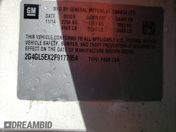 2015 Buick Regal z VIN 2G4GL5EX2F9177054, wystawiony jako Copart lot #73406654 z przebiegiem 114 629 mil mil oraz Szkoda całkowita • Salvage title. Historia ofert i sprzedaży dostępna na DreamBid. Obrazek 12.
