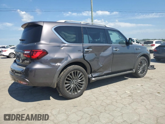 2024 Infiniti QX80 LUXE with VIN JN8AZ2AE7R9325614, listed as a Copart auction lot 59972514 with 8,594 mi miles and Salvage Title. Bid and sale history available at carsss.com. Image 3.