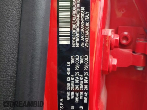 2017 Jeep Renegade Sport with VIN ZACCJBAB9HPG53518, listed as a Copart auction lot 55416835 with 116,123 mi miles and Salvage title. Bid and sale history available at DreamBid. Image 13.