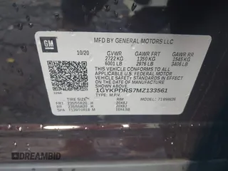 2021 Cadillac XT6 Premium Luxury with VIN 1GYKPDRS7MZ133561, listed as a IAAI auction lot 41112365 with 73,956 mi miles. Bid and sale history available at carsss.com. Image 9.