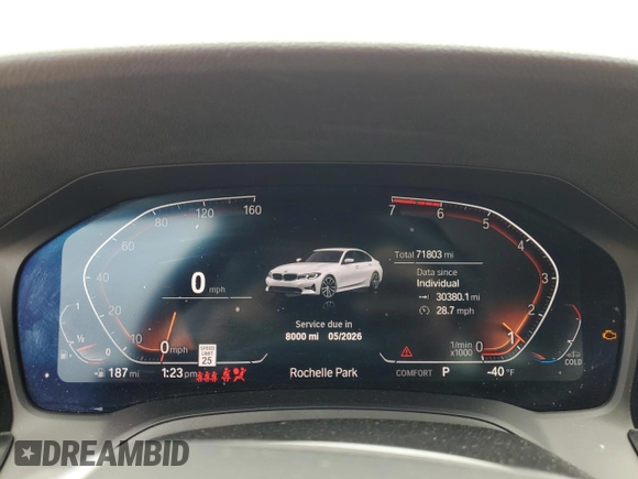2019 BMW 3 Series 330i xDrive with VIN WBA5R7C52KAJ82287, listed as a Copart auction lot 62350575 with 71,803 mi miles and Salvage title. Bid and sale history available at DreamBid. Image 9.