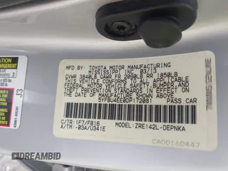2013 Toyota Corolla L with VIN 5YFBU4EE0DP172081, listed as a IAAI auction lot 42115933 with 144,319 mi miles and . Bid and sale history available at DreamBid. Image 9.