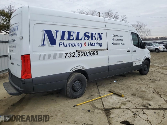 2023 Mercedes-Benz Sprinter Cargo with VIN W1Y4NCHY6PT123577, listed as a Copart auction lot 87227874 with Not Provided miles and Salvage Title. Bid and sale history available at carsss.com. Image 3.